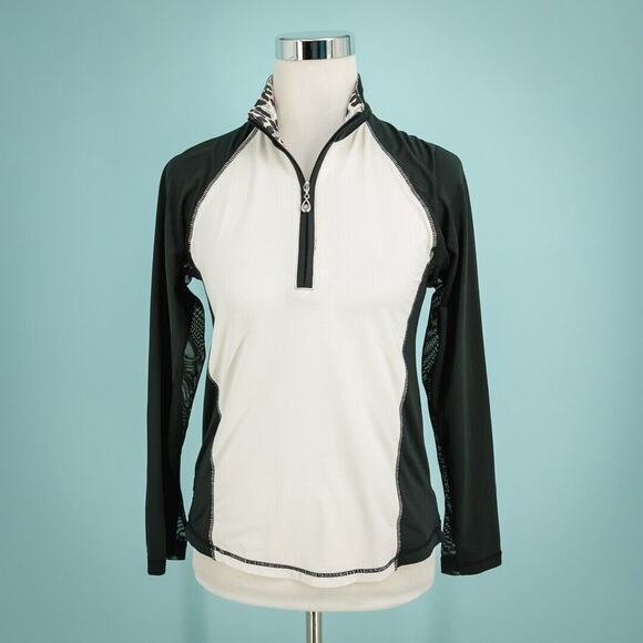SanSoleil Size XS White Black 1/4 Zip Long Sleeve UFP 50 Sun Protection Top - Picture 1 of 6